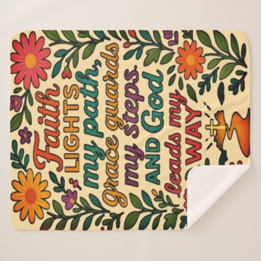  Faith Lights My Path Christian Art - Inspirationa Sherpa Deken (Voorkant (horizontaal))