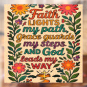 Faith Lights My Path Christian Art - Inspirational Raamsticker (Vel 2)