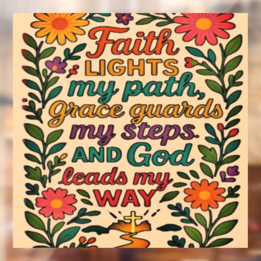 Faith Lights My Path Christian Art - Inspirational Raamsticker (Vel 2)