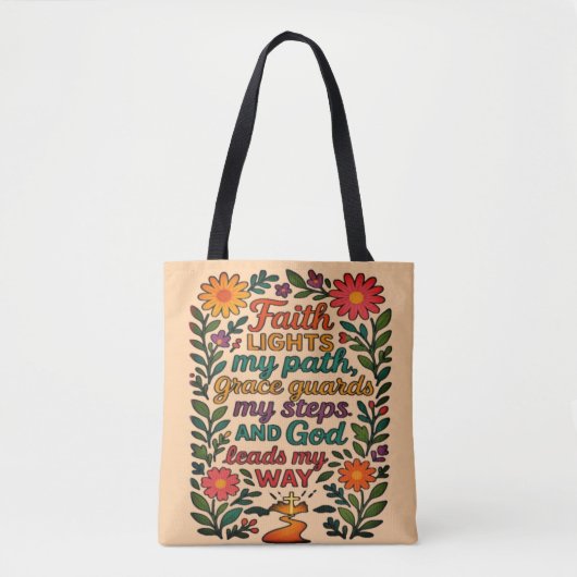 Faith Lights My Path Christian Art - Inspirational Tote Bag (Voorkant)