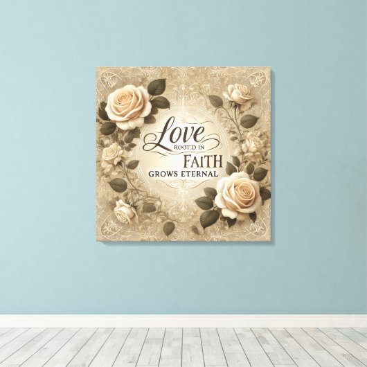 Faith & Love AI-kunst Canvas Afdruk (Insitu (Houten vloer))