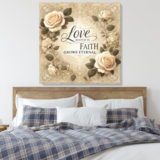 Faith & Love AI-kunst Canvas Afdruk (Insitu (Slaapkamer))