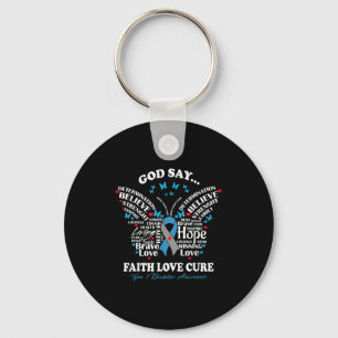 Faith Love Cure Butterfly T1d Type 1 Diabetes Awar Sleutelhanger