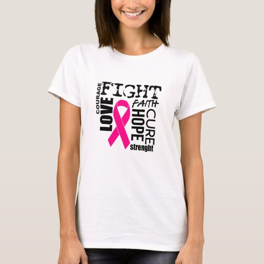 Faith, Love, Cure, Faith, Hope Courage Sterkte T-shirt (Voorkant)