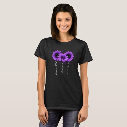 Faith Love Cure Sunflower Epilepsy Awareness Warr T-shirt (Voorkant volledig)