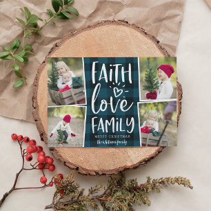 Faith Love Family Kerstfotocollage Feestdagenkaart