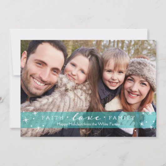 Faith + Love + Family Photo Holiday Card Feestdagenkaart (Voorkant)