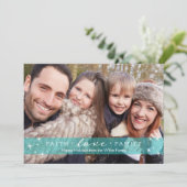 Faith + Love + Family Photo Holiday Card Feestdagenkaart (Staand voorkant)