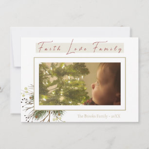 Faith Love Family Religious One Foto van Kerstmis Feestdagenkaart