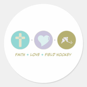 Faith Love Field Hockey Ronde Sticker