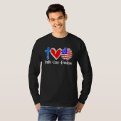 Faith Love Freedom Usa Vlag dwars patriottische Ch T-shirt (Voorkant volledig)