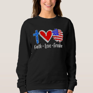 Faith Love Freedom Usa Vlag dwars patriottische Ch Trui