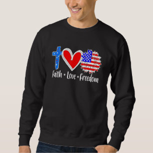 Faith Love Freedom Usa Vlag dwars patriottische Ch Trui