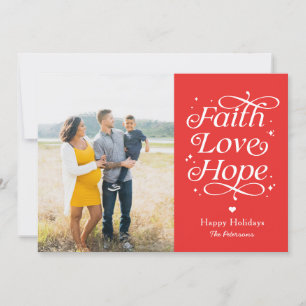 Faith Love Hope BEWERKBARE KLEUR Kerst Foto Kaart