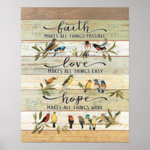 Faith, Love, Hope Bird Poster