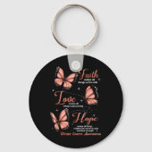 Faith Love Hope Butterfly Uterine Cancer Awareness Sleutelhanger (Voorkant)