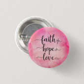 Faith Love Hope Christelijke Waterverf van scripts Ronde Button 3,2 Cm (Voorkant /achterkant)