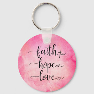 Faith Love Hope Christelijke Waterverf van scripts Sleutelhanger
