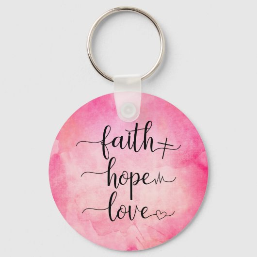 Faith Love Hope Christelijke Waterverf van scripts Sleutelhanger (Voorkant)