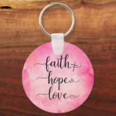 Faith Love Hope Christelijke Waterverf van scripts Sleutelhanger (Voorkant)