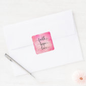 Faith Love Hope Christelijke Waterverf van scripts Vierkante Sticker (Envelop)