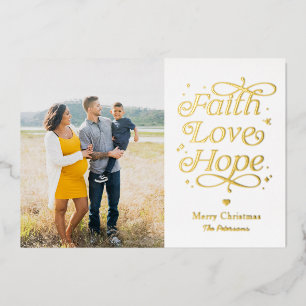 Faith Love Hope Folie Holiday Card Folie Feestdagenkaart