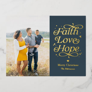 Faith Love Hope Folie Photo Holiday Briefkaart