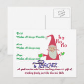 Faith Love Hope Funny Santa Hohoho! Tekst leraar Feestdagenkaart (Voorkant / Achterkant)