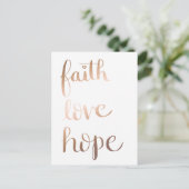 Faith Love Hope Gold Foil Briefkaart (Staand voorkant)