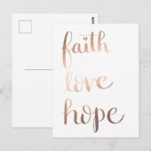 Faith Love Hope Gold Foil Briefkaart (Voorkant / Achterkant)
