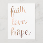 Faith Love Hope Gold Foil Briefkaart (Voorkant)