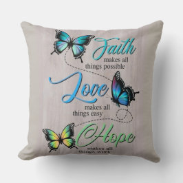 Faith, Love, Hope Inspirational Throw Pillow Kussen
