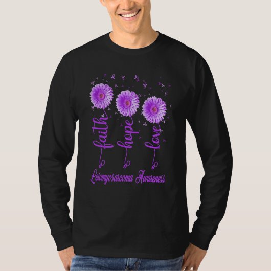 Faith Love Hope Leiomyosarcoma Awareness Paarse Da T-shirt (Voorkant)