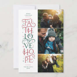 Faith Love Hope Multi Photo Holiday Card Feestdagenkaart