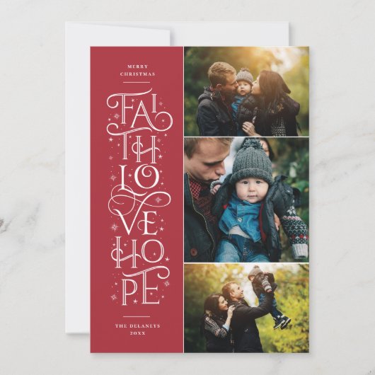 Faith Love Hope Multi Photo Holiday Kaart (Voorkant)