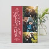 Faith Love Hope Multi Photo Holiday Kaart (Staand voorkant)