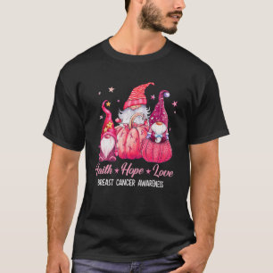 Faith Love Hope Pink Gnome Pumpkin Breast Cancer A T-shirt