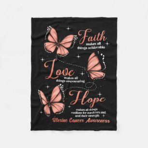 Faith Love Hope vlinder baarmoederkanker bewustzij Fleece Deken