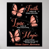 Faith Love Hope vlinder baarmoederkanker bewustzij Poster (Voorkant)