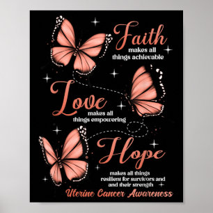 Faith Love Hope vlinder baarmoederkanker bewustzij Poster