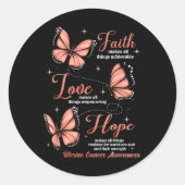 Faith Love Hope vlinder baarmoederkanker bewustzij Ronde Sticker (Voorkant)