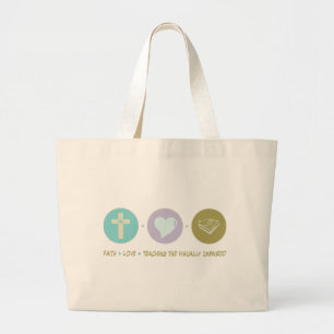 Faith Love Leer visueel gehandicapt Grote Tote Bag