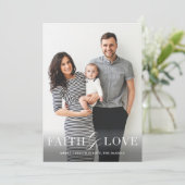 Faith & love religieuze foto kerstkaart (Staand voorkant)
