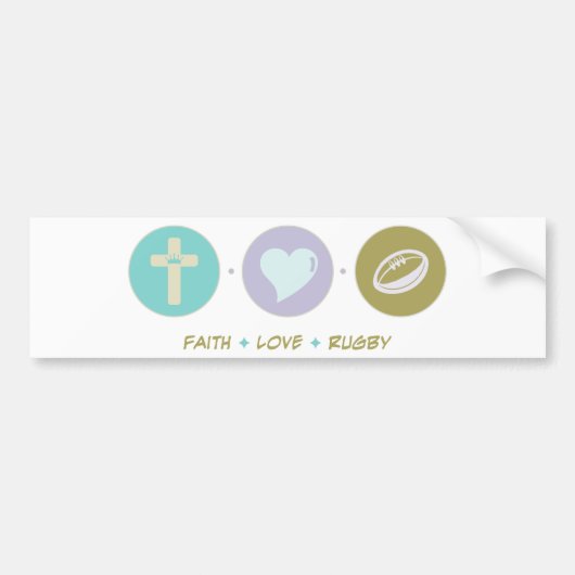 Faith Love Rugby Bumpersticker (Voorkant)