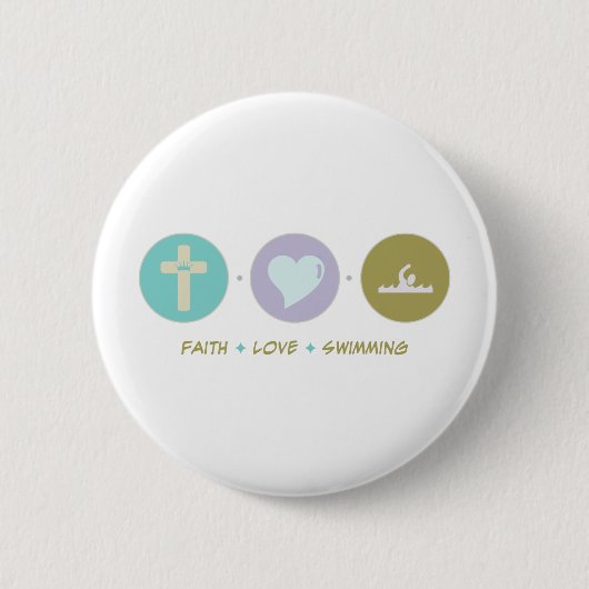 Faith Love Swimming Ronde Button 5,7 Cm (Voorkant)
