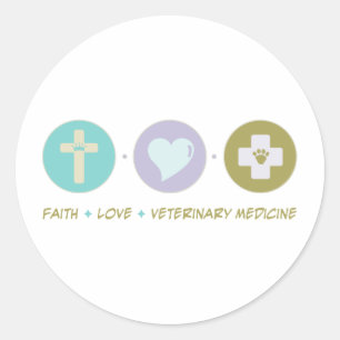 Faith Love Veterinary Medicine Ronde Sticker
