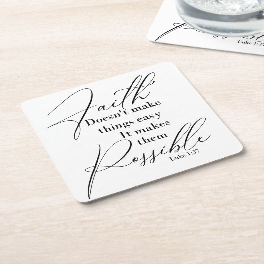 Faith maakt dingen mogelijk kartonnen onderzetters (Schuin)