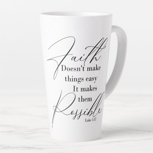 Faith maakt dingen mogelijk latte mok (Rechterhoek)