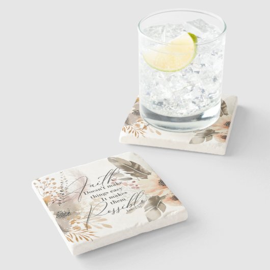 Faith maakt het mogelijk stenen onderzetter (Zijkant)