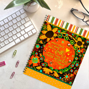 Faith Miracles Quote Floral Bumblebees Irelyn Notitieboek